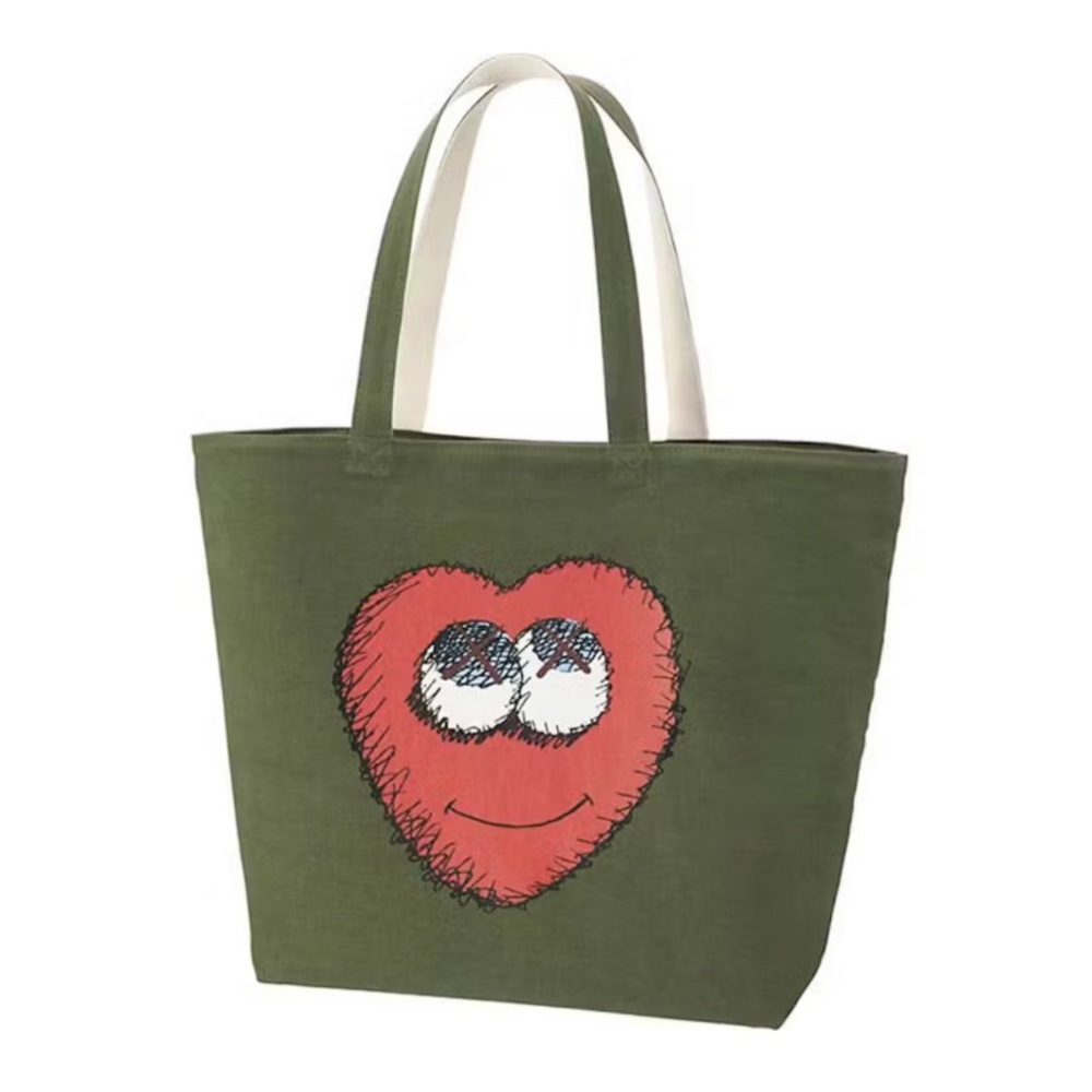 Limited edition Uniqlo X Kaws heart Eye green Tote Bag - True collector’s piece